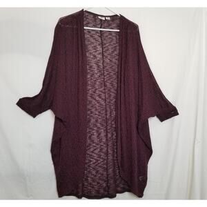 CATO Women's Burgundy & Black Long Cardigan Shawl Neck 3/4 Dolman Slvs Sz 18/20W